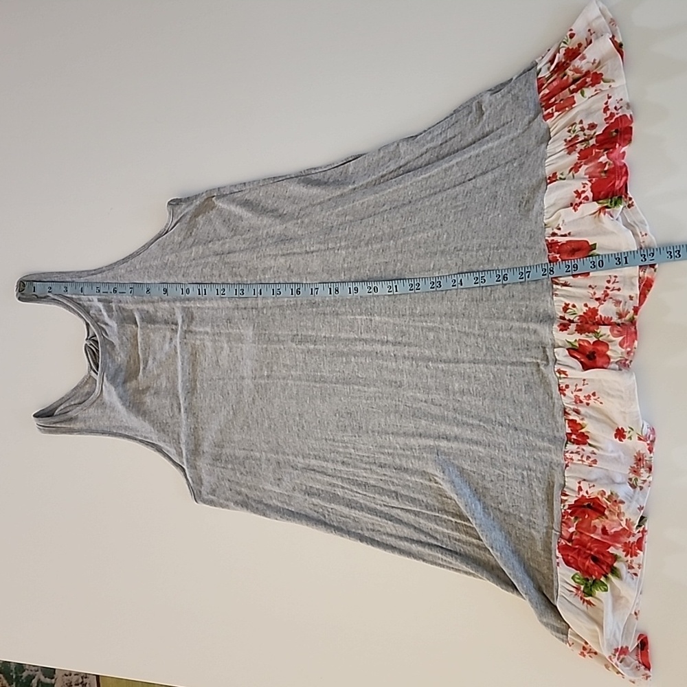 Grey Dress with Floral Ruffle - Picture 6 of 6